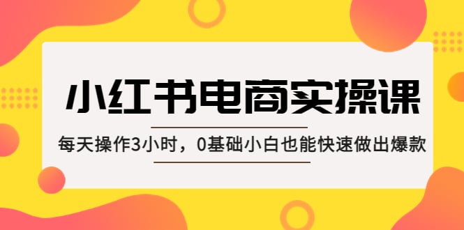 小红书·电商实操课:每天操作3小时,0基础小白也能快速做出爆款!