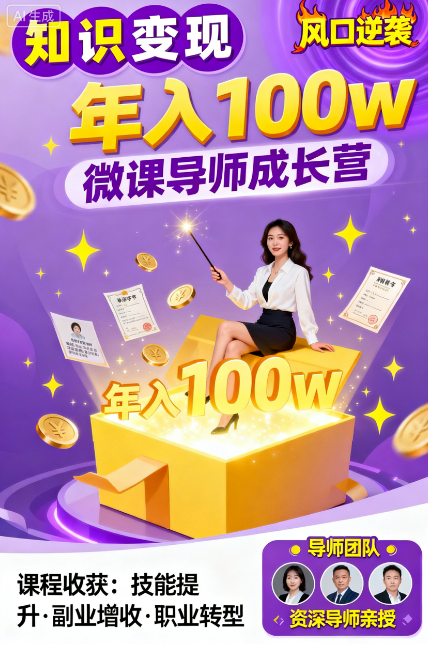 【知识变现】风口逆袭为年入100w微课导师 【知识变现】风口逆袭为年入100w微课导师