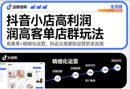 抖音小店高利润高客单店群玩法,高客单+精细化运营,抖店从搭建到运营的全流程 抖音小店高利润高客单店群玩法,高客单+精细化运营,抖店从搭建到运营的全流程
