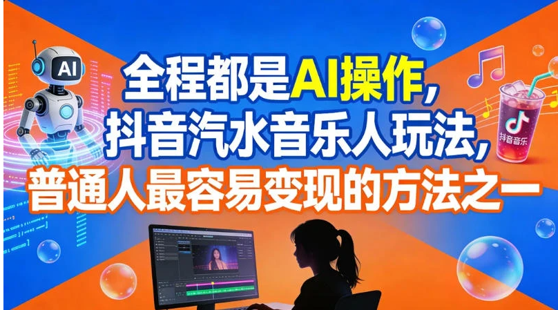 全程都是 AI 操作，抖音汽水音乐人玩法，普通人容易变现的方法之一