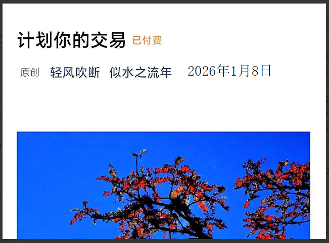 似水之流年260108付费文：计划你的交易