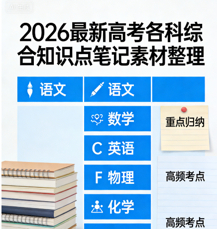 2026新高考语文数学英语物理化学 知识点笔记素材整理