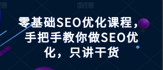 零基础SEO优化课程，手把手教你做SEO优化，只讲干货
