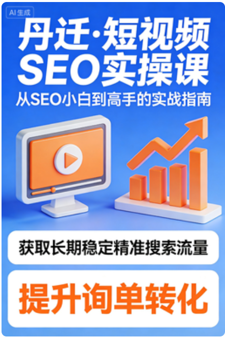 丹迁·短视频SEO实操课，帮助你从短视频SEO小白变高手，获取长期稳定的精准搜索流量和询单