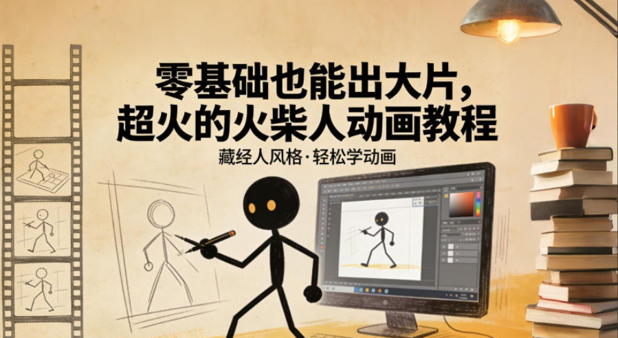 零基础也能出大片，超火的火柴人动画教程（藏经人风格）