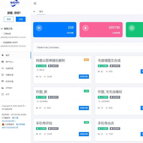 API管理系统源码 API计费系统 新小齐二开版