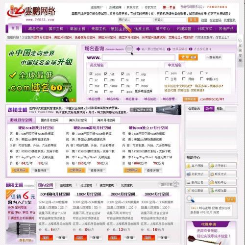 雲鹏网络主机域名网站模版