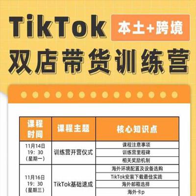 TikTok Shop本土+跨境第16期，双店带货训练营，出海抢占全球新流量，一店卖全球!