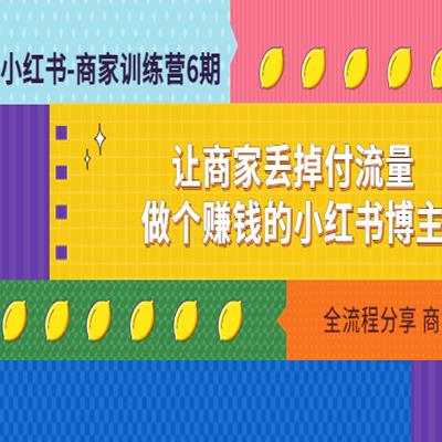 小红书卖货-商家训练营12期：让商家丢掉付流量，做个赚钱的小红书博主