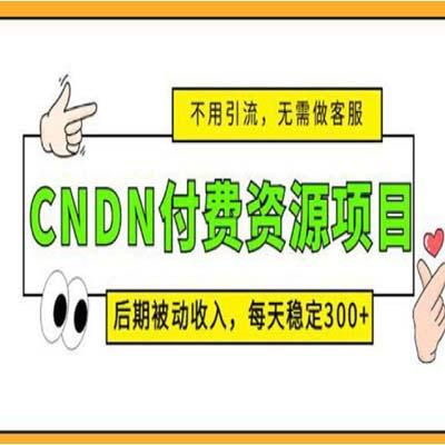 CNDN付费资源项目，不用引流，无需做客服，后期被动收入