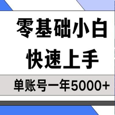 【蓝海项目】零基础小白也能快速上手，单账号一年5000+，一人可操作19个账号！