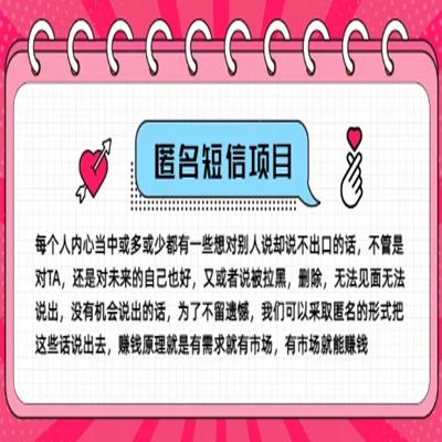 冷门小众赚钱项目，匿名短信，玩转信息差，月入五位数