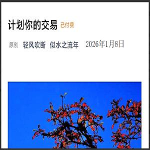 似水之流年260108付费文：计划你的交易