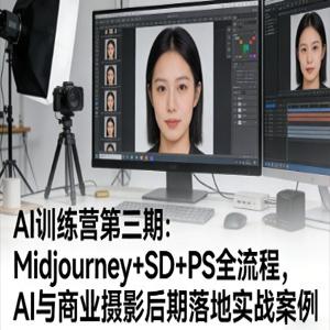 AI训练营第三期：Midjourney+SD+PS全流程，AI与商业摄影后期落地实战案例