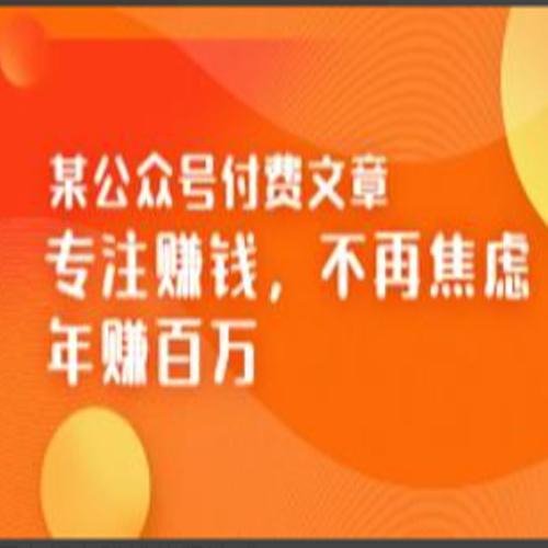 某公众号付费文章《专注赚钱，不再焦虑，年赚百万》焦虑，不赚钱，解药在这