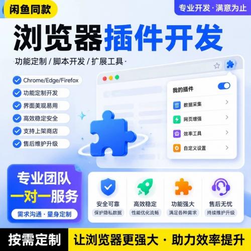浏览器插件定制｜Chrome扩展功能设计｜网页工具开发｜软件功能定制 浏览器扩展功能定制服务 提供浏