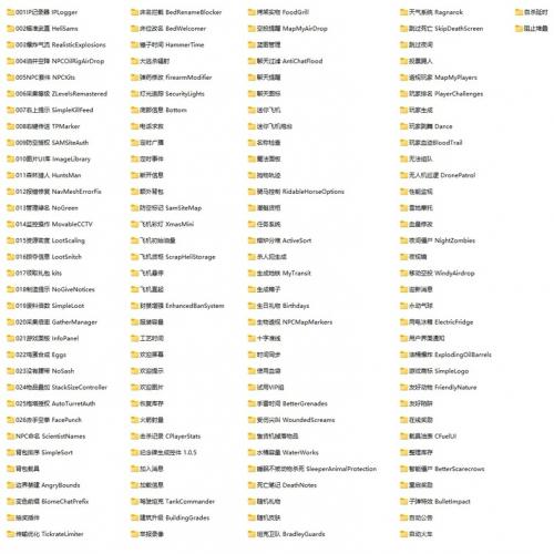 Rust 常用插件打包 实用插件包，图二是列表内每个Mod文件都是本人亲测可用，部分已汉化完成，接触