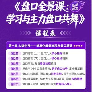 雨禾《盘口全景课：学习与主力盘口共舞》盘口系统课