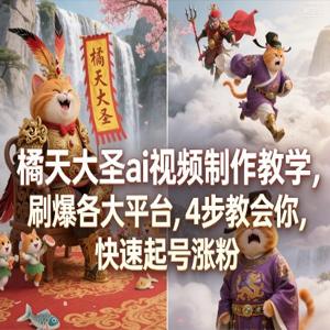 橘天大圣ai视频制作教学，刷爆各大平台，4步教会你，快速起号涨粉