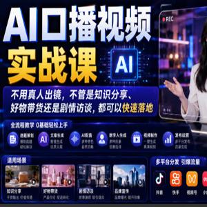 AI口播视频实战课，不用真人出镜，不管是知识分享、好物带货还是剧情访谈，都可以快速落地
