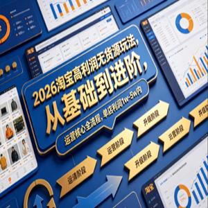 2026淘宝高利润无货源玩法，从基础到进阶，运营核心全流程，单店利润1w-5w内