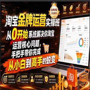 淘宝金牌运营实操班，从0开始系统解决你淘宝运营核心问题，手把手带你完成从小白到高手的蜕变（2026年7月）