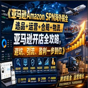亚马逊Amazon SPN海外掘金，选品+运营+合规+物流，亚马逊开店全攻略，避坑、引流、盈利一步到位
