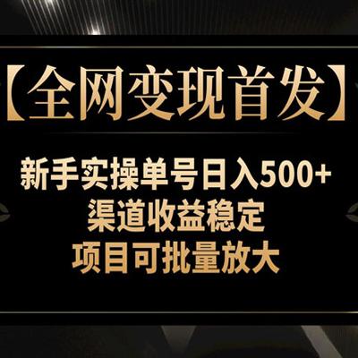 新手实操单号日入 500+，渠道收益稳定，项目可批量放大