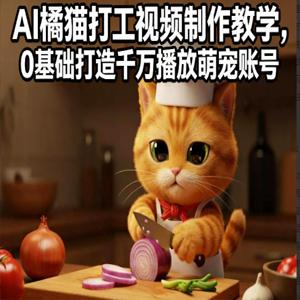 AI橘猫打工视频制作教学，流量狂飙，0基础打造千万播放萌宠账号