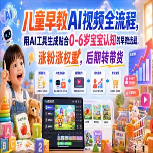 儿童早教AI视频全流程，用AI工具生成贴合0-6岁宝宝认知的早教选题，涨粉涨权重，后期转带货