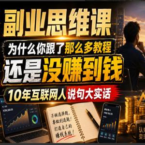 副业思维课，为什么你跟了那么多教程，还是没赚到钱，10年互联网人说句大实话【揭秘】